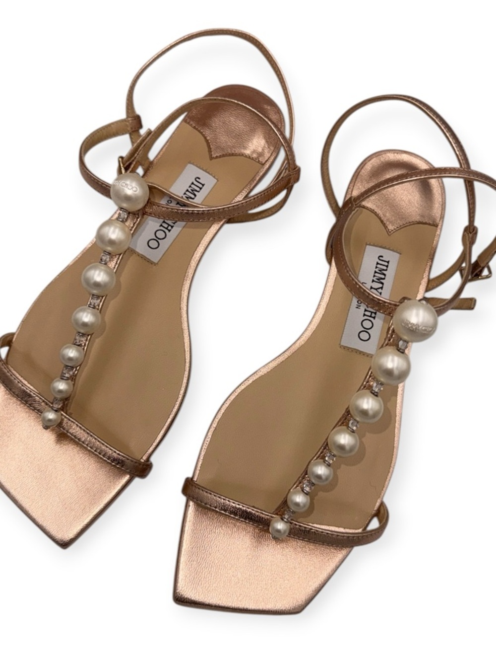 Jimmy Choo Amari Pearl Embellished Sandals Ballet Pink Size 37 NIB - Picture 3 of 15
